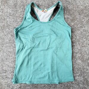 Lucy Tank Top Women XL Aqua Stretch Racerback Mesh Lined Bra Inset Yoga Training